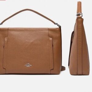 Coach Pebbled Leather Scout Hobo Saddle Soft Zipper Handbag Bag Brown Purse